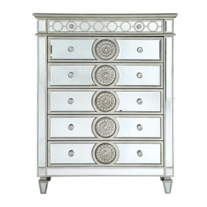 ACME Varian Wood/Mirror Chest w/6 Drawers, Silver