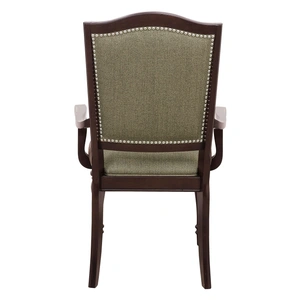 Homelegance Marston Classic Fabric/Wood Dining Arm Chair, Dark Cherry/Beige (Set of 2)