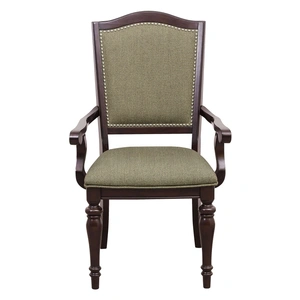 Homelegance Marston Classic Fabric/Wood Dining Arm Chair, Dark Cherry/Beige (Set of 2)