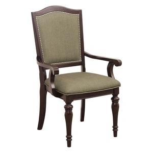 Homelegance Marston Classic Fabric/Wood Dining Arm Chair, Dark Cherry/Beige (Set of 2)