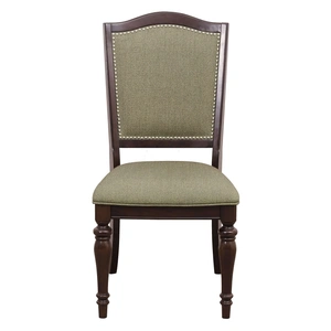 Homelegance Marston Classic Fabric/Wood Dining Chair, Dark Cherry/Beige (Set of 2)