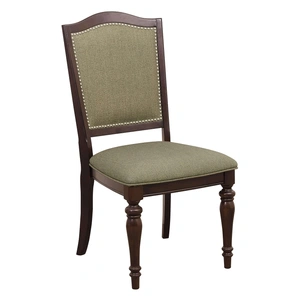 Homelegance Marston Classic Fabric/Wood Dining Chair, Dark Cherry/Beige (Set of 2)