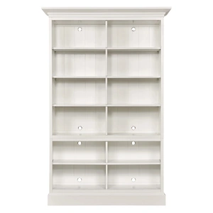 Hammary Structures Wood Double Bookcase w/12 Shelves, Pure White