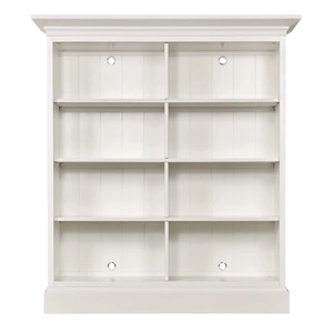 Hammary Structures Wood Double Mid Height Bookcase w/8 Shelves in Pure White