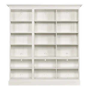 Hammary Structures Wood Triple Bookcase w/18 Shelves, Pure White