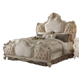 ACME Picardy Fabric Tufted Panel Bed, Antique Pearl/Beige