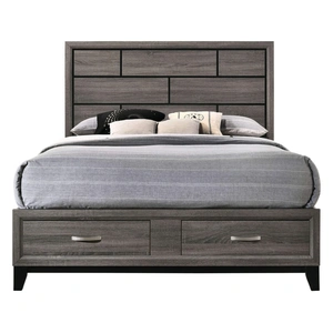 ACME Valdemar Storage Bed, Eastern King Size, Weathered Gray