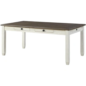 Homelegance Granby Traditional Rectangular Wood Dining Table, Antique White/Rosy Brown