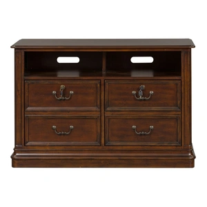 Liberty Furniture Brayton Manor Wood Jr Executive Media Lateral File Cabinet w/4 Drawers, Cognac