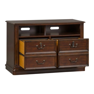 Liberty Furniture Brayton Manor Wood Jr Executive Media Lateral File Cabinet w/4 Drawers, Cognac