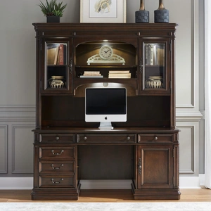 Liberty Furniture Brayton Manor Executive Desk Set | Cognac Wood Office Suite, Cognac