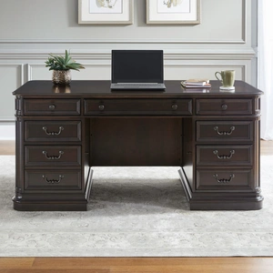 Liberty Furniture Brayton Manor Executive Desk Set | Cognac Wood Office Suite, Cognac