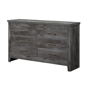 ACME Vidalia Wood Double Dresser w/6 Drawers, Gray