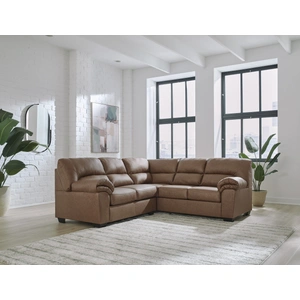 Ashley Furniture WillowBend L-Shaped Faux Leather 2-Piece Sectional with LAF Loveseat, Caramel