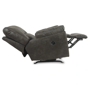 Ashley Furniture Tambo Faux Leather Rocker Recliner in Pewter
