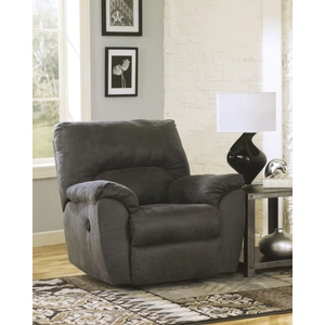 Ashley Furniture Tambo Faux Leather Rocker Recliner in Pewter