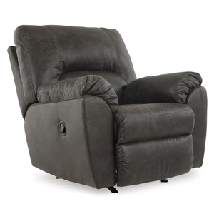 Ashley Furniture Tambo Faux Leather Rocker Recliner in Pewter