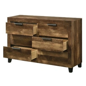 ACME Morales Wood Double Dresser w/6 Drawers, Rustic Oak