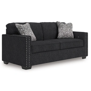 Ashley Furniture Jasmine Peaks Modern Sofa | Coal Fabric with LED Lighting & Nailhead Trim, Coal