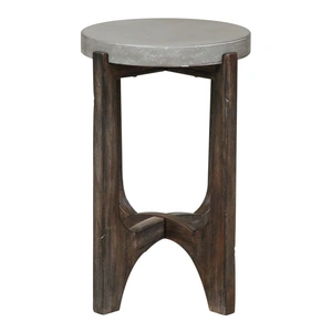 Liberty Furniture Cascade Concrete Composite Top Round Chair Side Table, Wirebrush Rustic Brown
