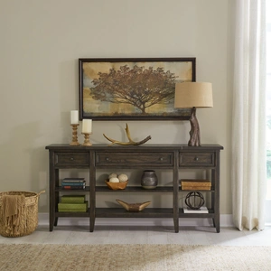 Liberty Furniture Paradise Valley Wood Hall Console Table w/3 Drawers, Saddle Brown