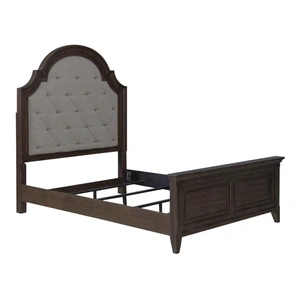 Liberty Furniture Paradise Valley Upholstered Bed | Saddle Brown Tweed & Wood, Saddle Brown