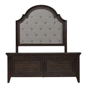 Liberty Furniture Paradise Valley Upholstered Bed | Saddle Brown Tweed & Wood, Saddle Brown