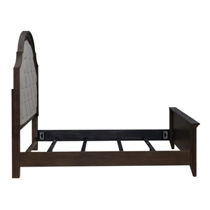 Liberty Furniture Paradise Valley Upholstered Bed | Saddle Brown Tweed & Wood, Saddle Brown