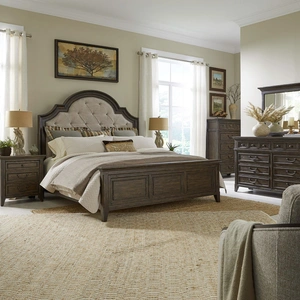 Liberty Furniture Paradise Valley Upholstered Bedroom Set | Saddle Brown Oak, Saddle Brown