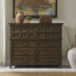 Liberty Furniture Paradise Valley Wood Chesser w/10 Drawers in Saddle Brown