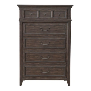 Liberty Furniture Paradise Valley Wood Chest w/5 Drawers, Saddle Brown