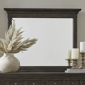 Liberty Furniture Paradise Valley Rectangular Wood/Glass Landscape Mirror, Saddle Brown