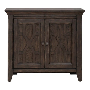 Liberty Furniture Paradise Valley Wood Bedside Chest w/Charging Station & 2 Doors, Saddle Brown