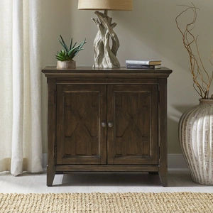Liberty Furniture Paradise Valley Wood Bedside Chest w/Charging Station & 2 Doors, Saddle Brown