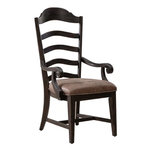 Liberty Furniture Paradise Valley Leatherette/Wood Ladder Back Arm Chair, Saddle Brown (Set of 2)