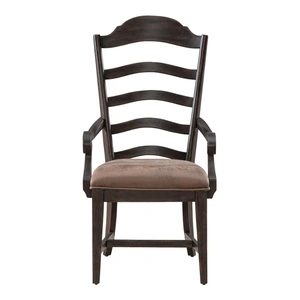 Liberty Furniture Paradise Valley Leatherette/Wood Ladder Back Arm Chair, Saddle Brown (Set of 2)