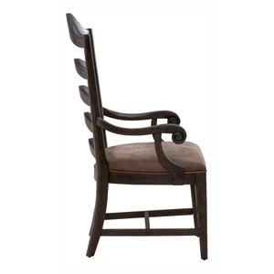 Liberty Furniture Paradise Valley Leatherette/Wood Ladder Back Arm Chair, Saddle Brown (Set of 2)