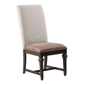 Liberty Furniture Paradise Valley Fabric/Leatherette/Wood Side Chair, Saddle Brown (Set of 2)