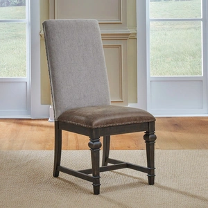 Liberty Furniture Paradise Valley Fabric/Leatherette/Wood Side Chair, Saddle Brown (Set of 2)