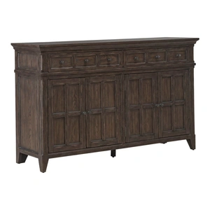 Liberty Furniture Paradise Valley Wood Buffet w/4 Doors & 2 Drawers, Saddle Brown