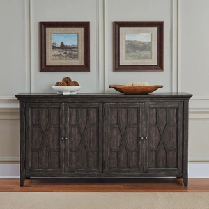 Liberty Furniture Paradise Valley Wood Hall Buffet w/4 Doors, Saddle Brown