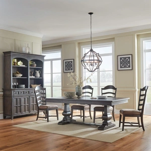 Liberty Furniture Paradise Valley Trestle Dining Room Set | Saddle Brown Oak, Saddle Brown