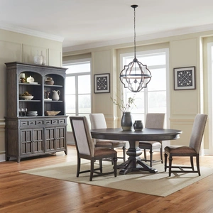 Liberty Furniture Paradise Valley Round Wood Extendable Dining Set | Saddle Brown, Saddle Brown