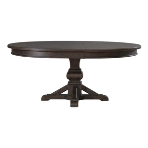 Liberty Furniture Paradise Valley Round Wood Extendable Dining Table, Saddle Brown