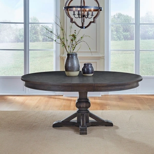 Liberty Furniture Paradise Valley Round Wood Extendable Dining Table, Saddle Brown