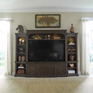 Liberty Furniture Paradise Valley Wood Entertainment Center w/Piers & 2 Drawers & 2 Doors, Saddle Brown
