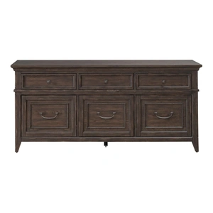 Liberty Furniture Paradise Valley Wood Credenza w/6 Drawers, Saddle Brown