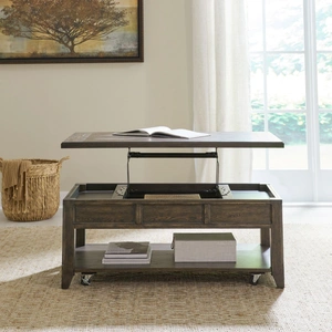 Liberty Furniture Paradise Valley Rectangular Wood Lift Top Cocktail Table, Saddle Brown