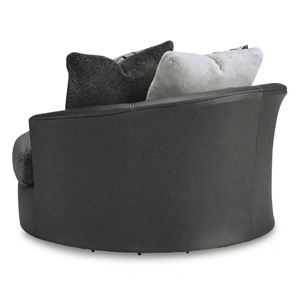 Ashley Furniture Brixley Pier Polyester/Faux Leather Oversized Swivel Accent Chair, Graphite