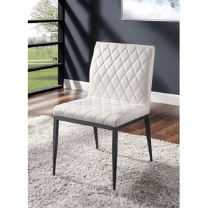 Furniture of America Alisha Leatherette/Metal Dining Side Chair, Set of 2, White